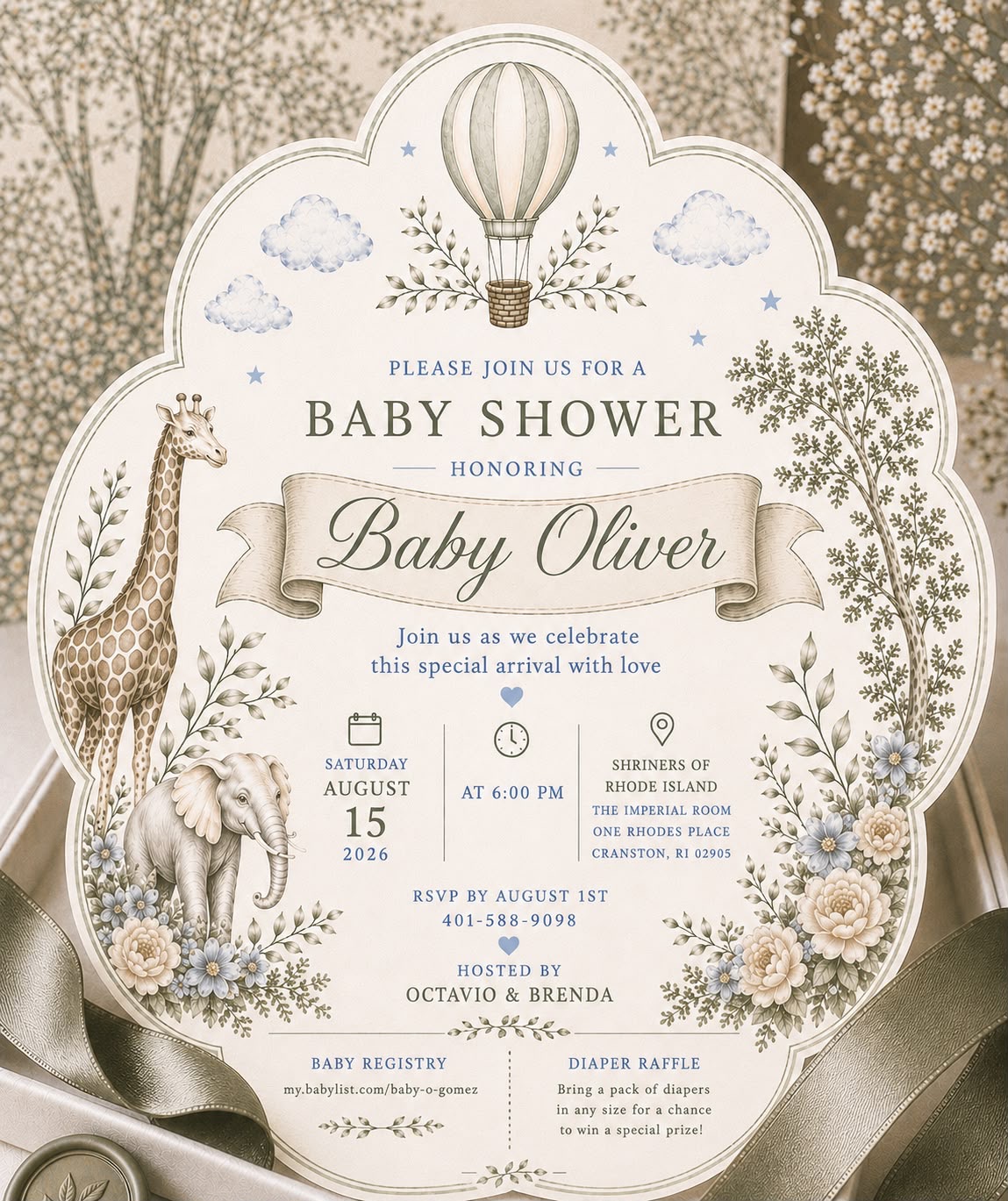 Baby Oliver baby shower invitation